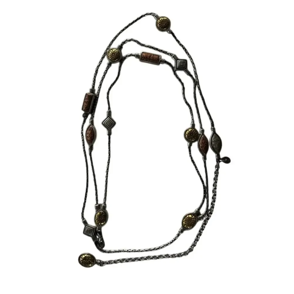 Brighton Vintage Chain Link Belt or Long Station Necklace Mixed Metals 44